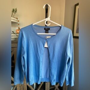 NWT VINTAGE SILK BLEND BABY BLUE BUTTON UP DAINTY CROP CARDIGAN